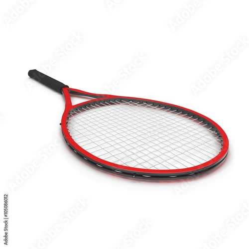 Red tennis racket isolated white background © 2dmolier