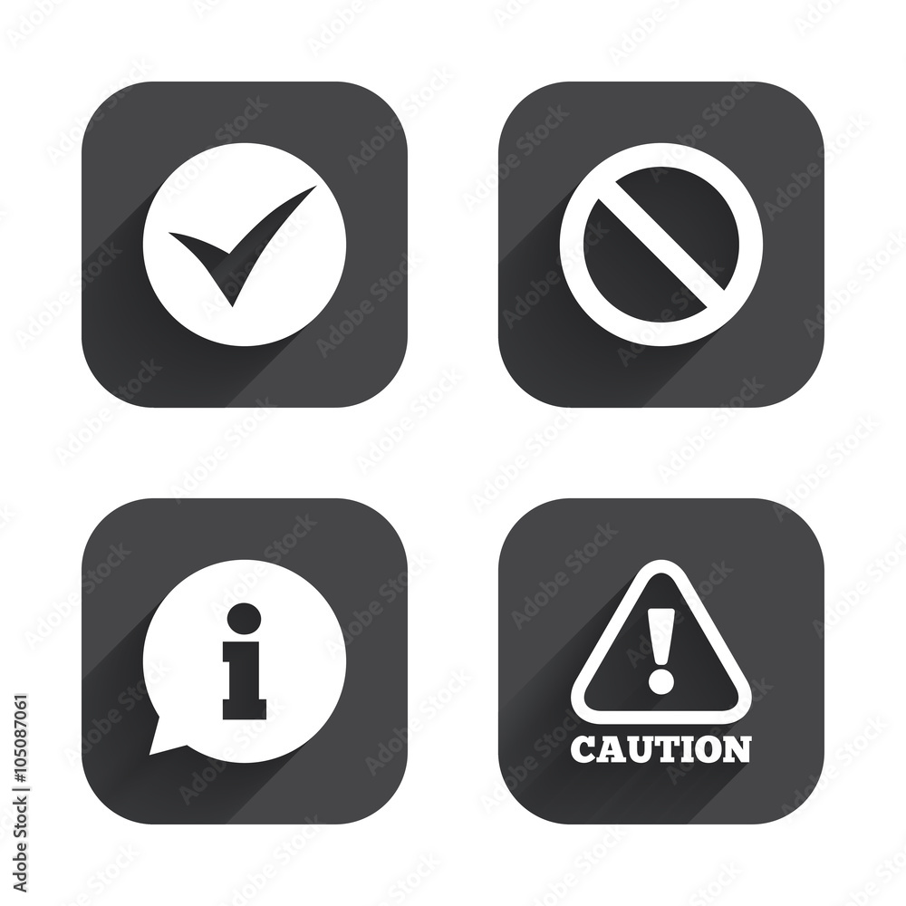 Information icons. Stop prohibition symbol. Information icons. Stop prohibition symbol.