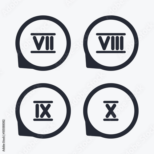 Roman numeral icons. Number seven, nine, ten.