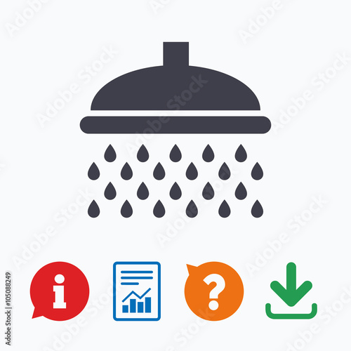 Shower sign icon. Douche with water drops symbol