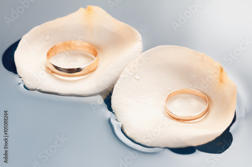 Wedding rings on the rose p...