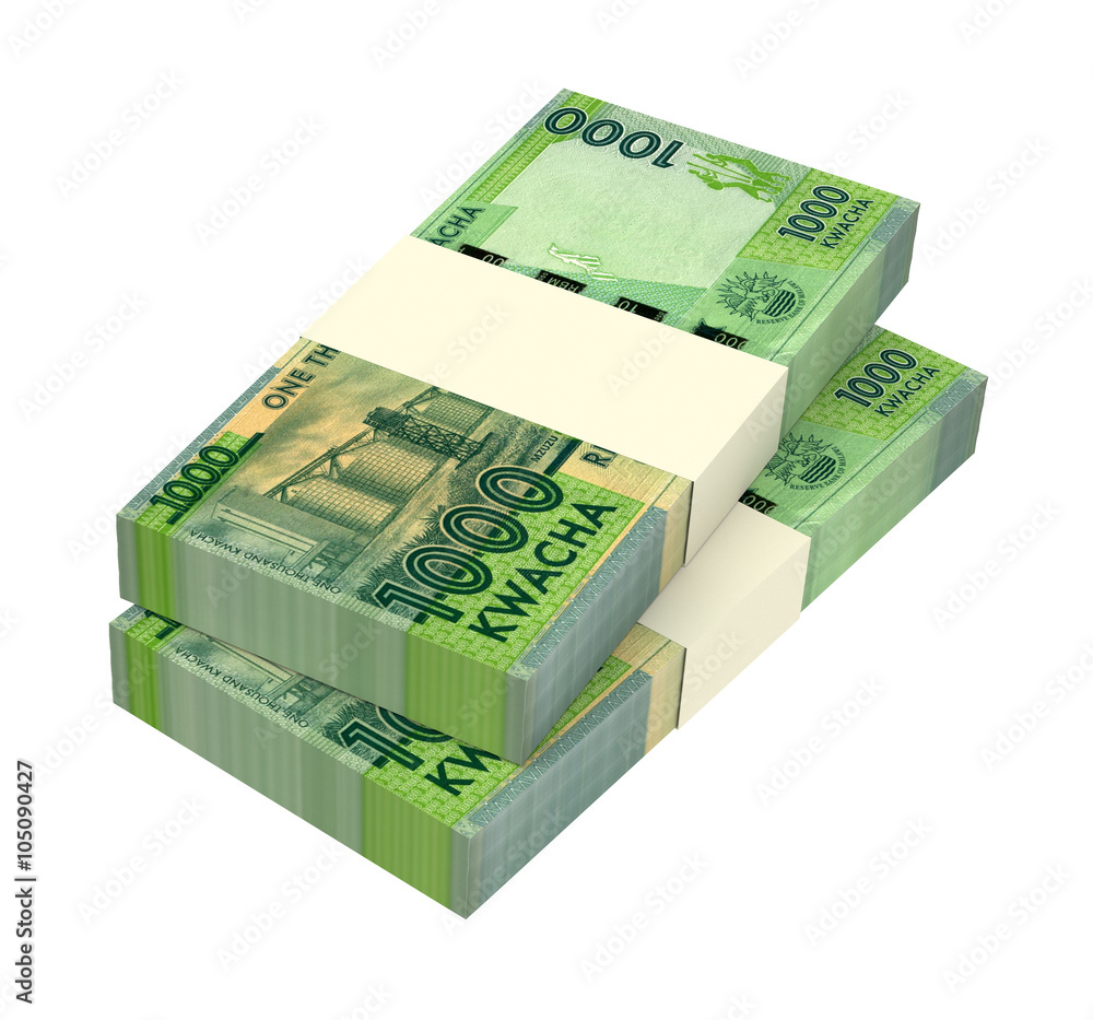 Malawi kwacha bills isolated on white background. Computer generated 3D photo rendering. Malawi kwacha bills isolated on white background. Computer generated 3D photo rendering.