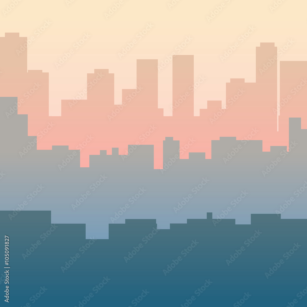 Vector city contours of buildings. Modern vector illustration concept
