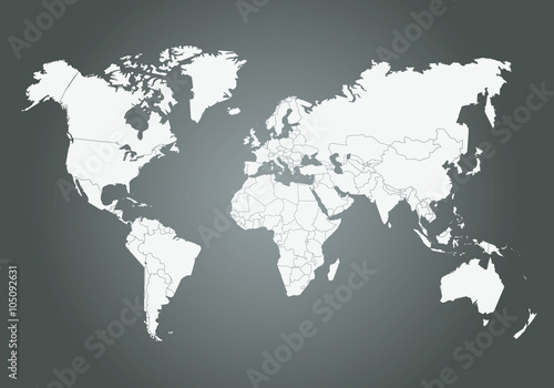 Mappemonde Vectorielle, avec découpage des pays photo