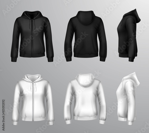 Women Black And White Hooded Sweatshirts
