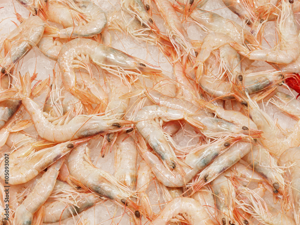 shrimps on a stand in a spanish market
