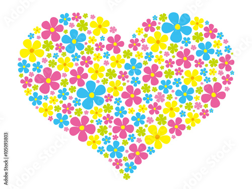 ハート　花　カラフル