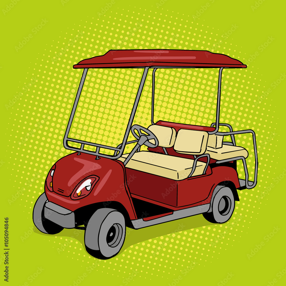 Golf cart pop art style vector illustration