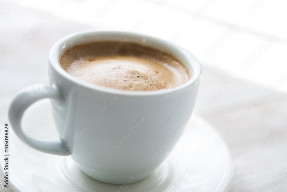 White cup of espresso coffee White cup of espresso coffee