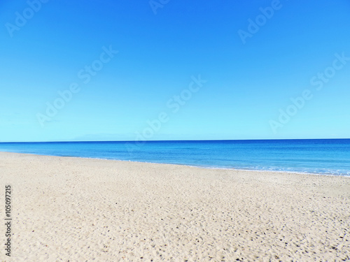 beach scene  white sand and clear blue sky