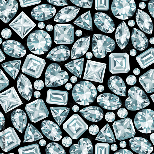 Black background with diamonds seamless pattern. No gradient use