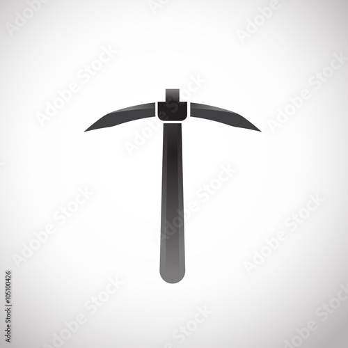 pick axe flat icon with reflection on gray background
