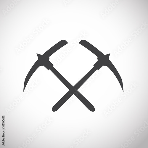 pick axe flat icon with reflection on gray background
