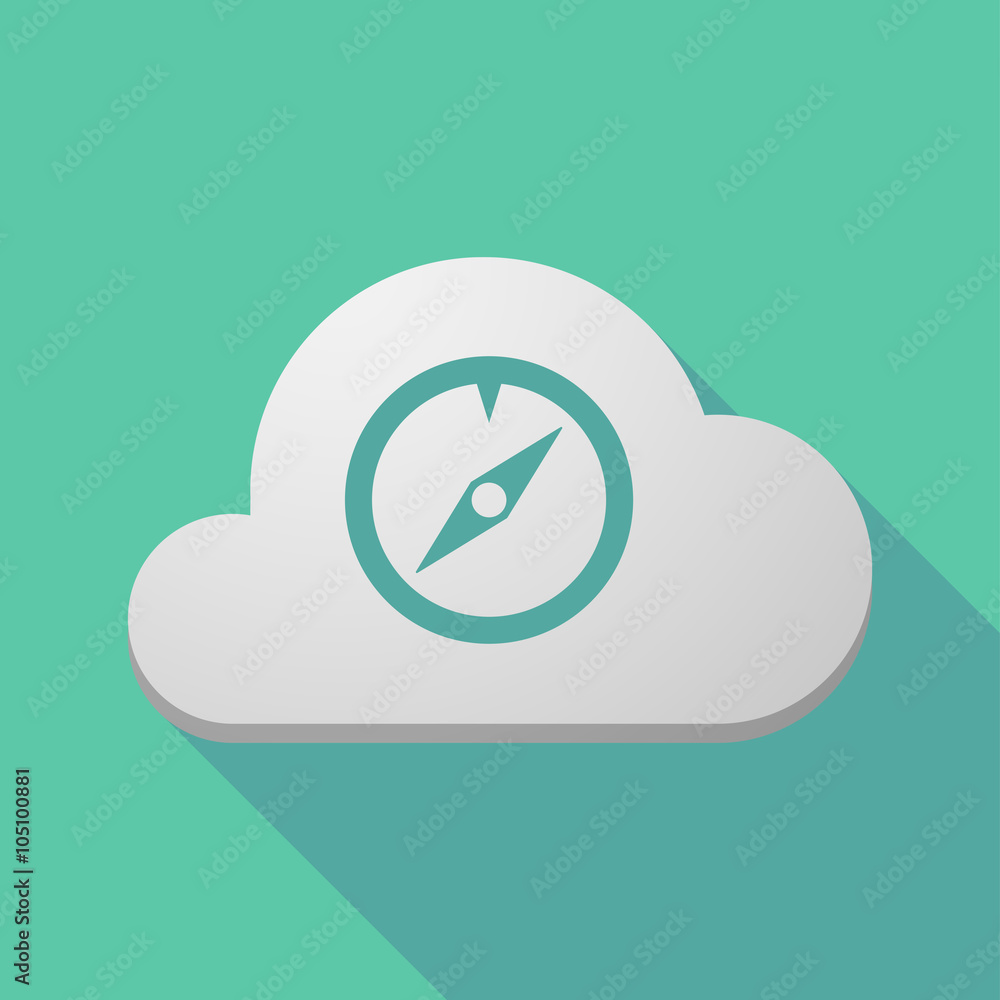 Obraz premium Long shadow cloud icon with a compass