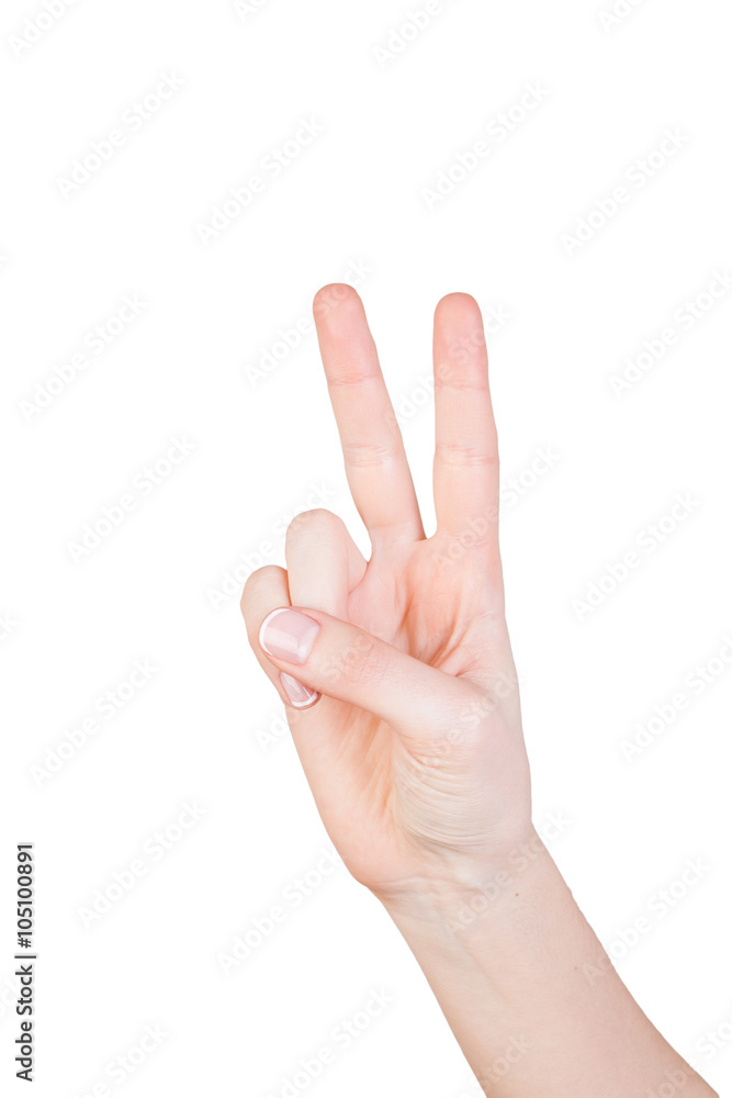 isolated female hand showing symbol isolated female hand showing symbol