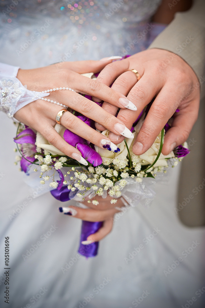 Wedding couple hands with rings Wedding couple hands with rings