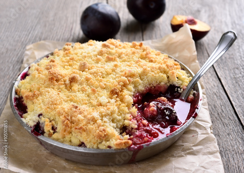 Photography Plum crumb baking