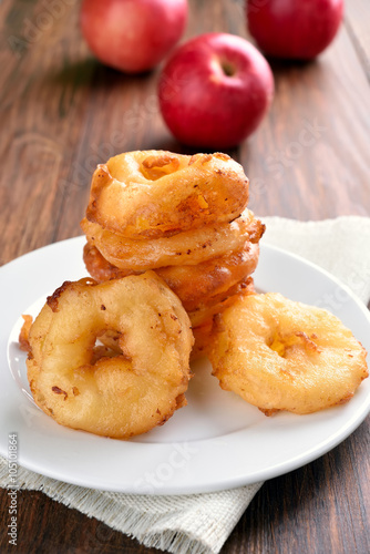 Apple doughnuts on white plate