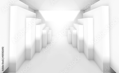 Abstract white interior perspective 3d render
