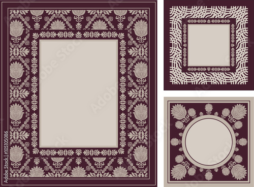 Vintage, ornamental photo frames, elegant floral ornaments