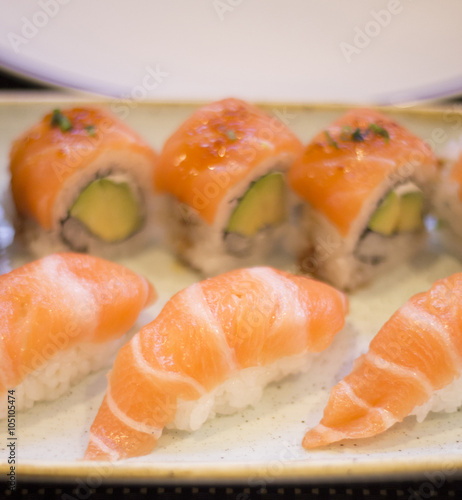 Japanese restaurant salmon sushi