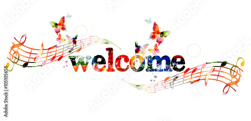 Welcome inscription with butterflies