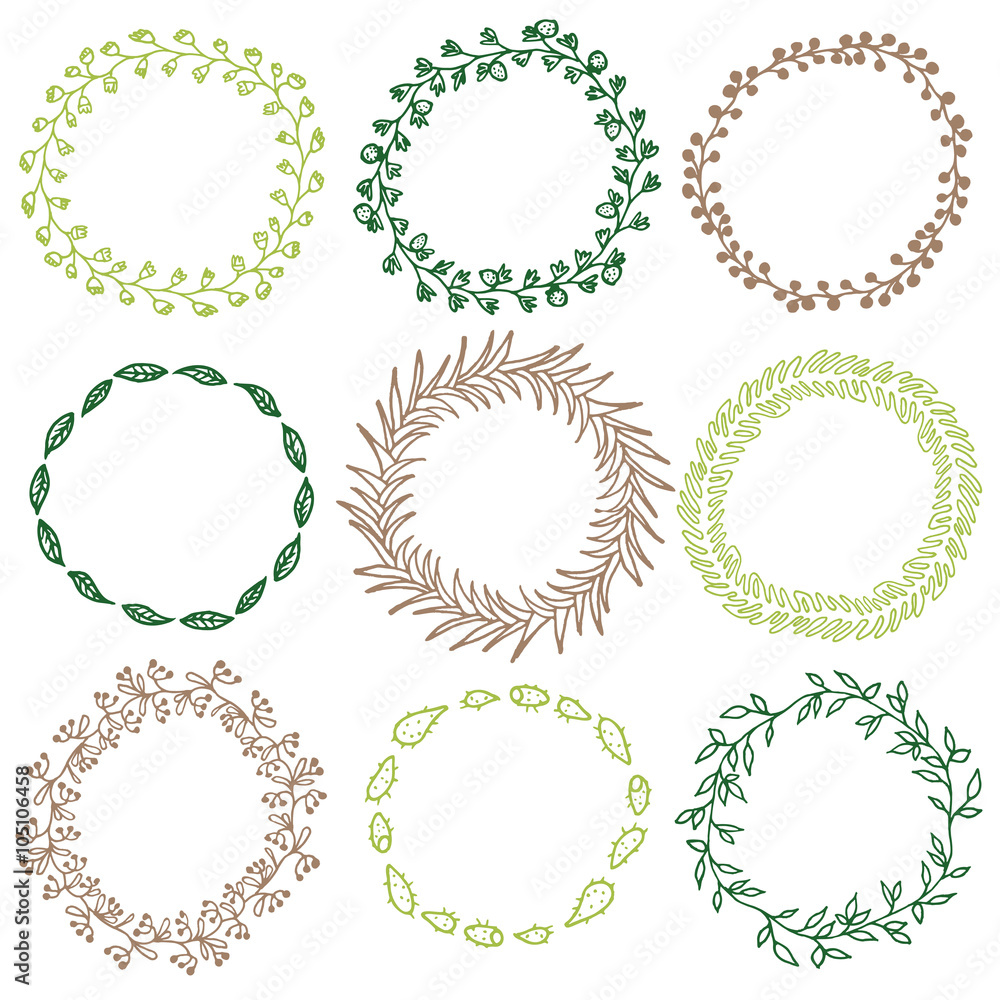 Set of decorative circle frames. Set of decorative circle frames.