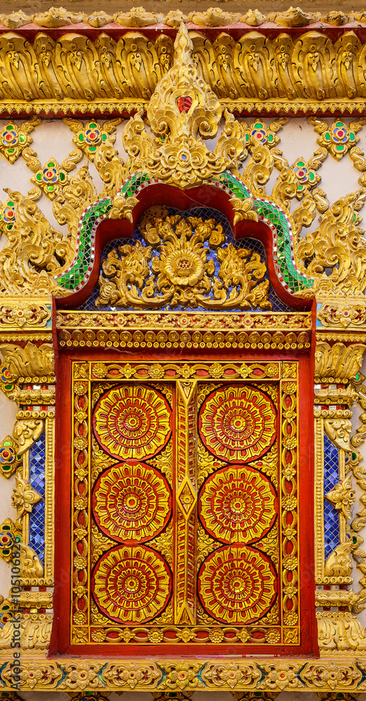 Traditional Thai style art of stucco in temple, Phrae province,Thailand