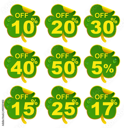 Discount sale leaf clover. 17 percent offer in St Patricks Day