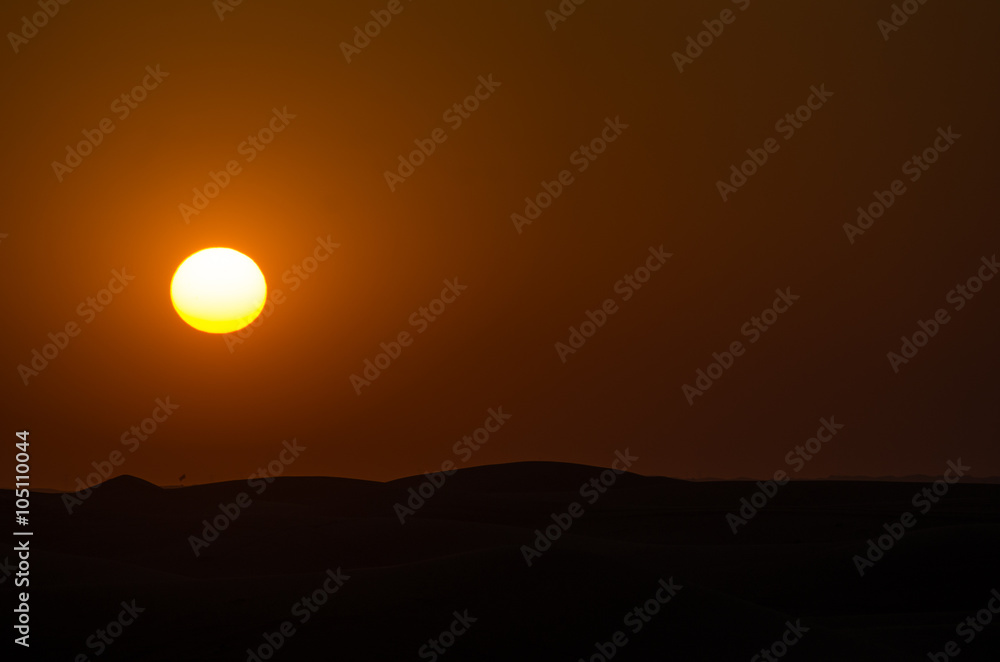 Red sunset over the dunes- Dubai