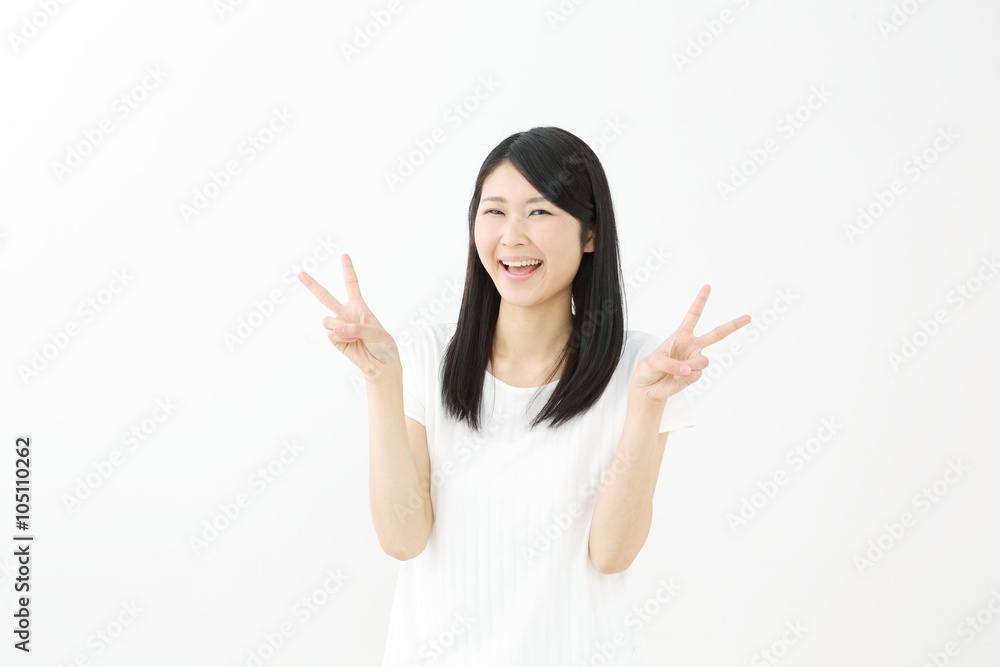 ピース・若い女性 ピース・若い女性