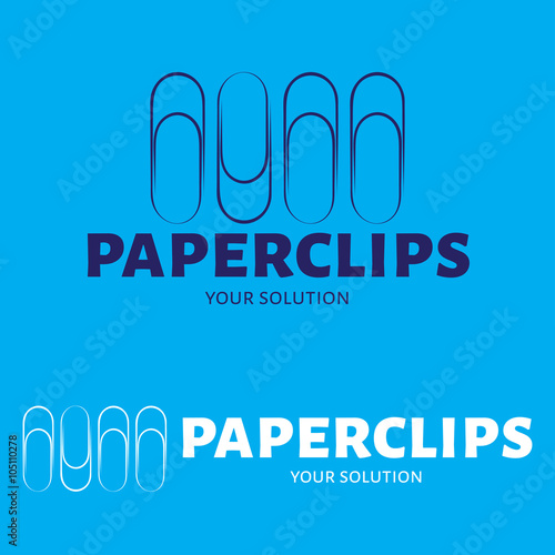 Vector logo paperclip. Brand logo in the form of a set of paperclips. Blue style