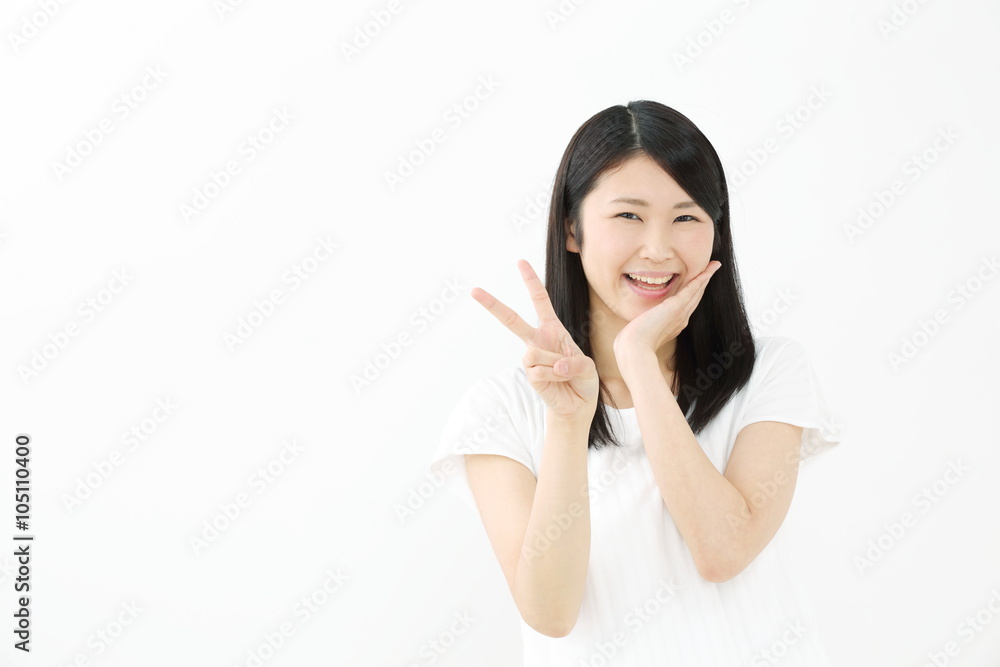 ピース・若い女性 ピース・若い女性