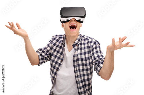 Man enjoying a virtual reality experience