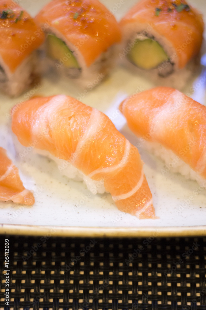 Japanese restaurant salmon sushi