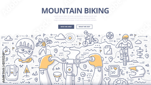 Mountain Biking Doodle Concept