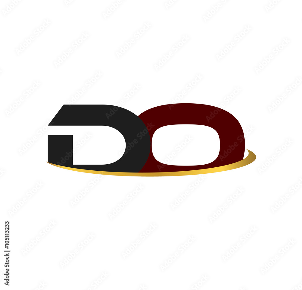 DO alphabet in grey and red with golden curve