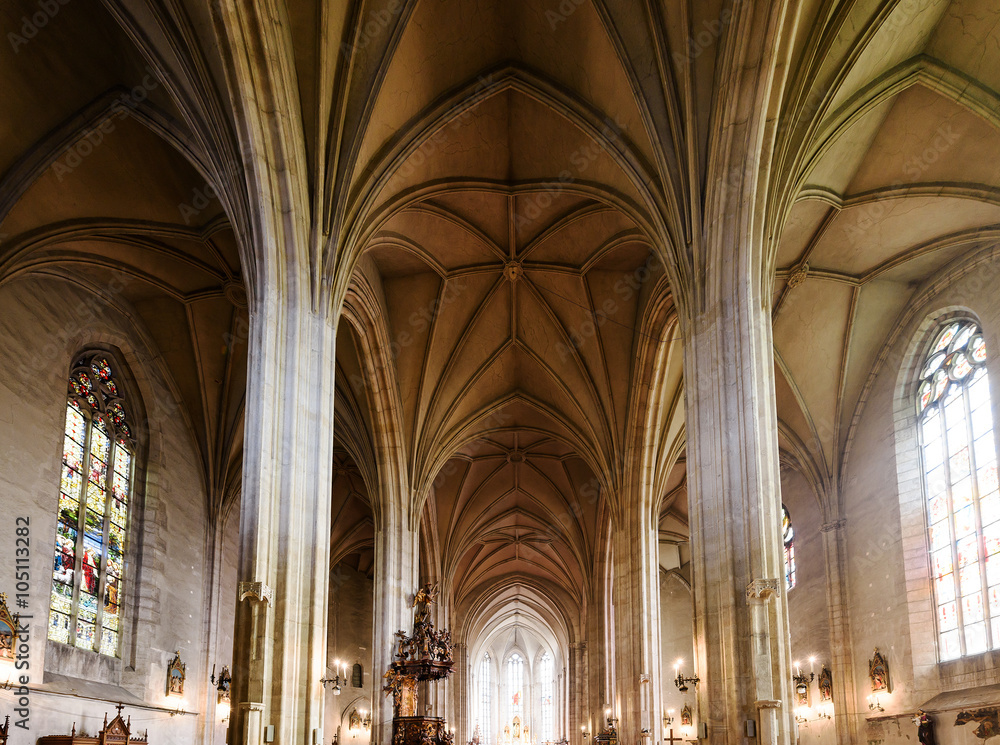 Fototapeta premium The church of Saint Michael interior, a gothic style roman catholic cathedral in Cluj, second largest church