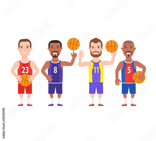 basketball players set. basketball player with ball isolated on white background