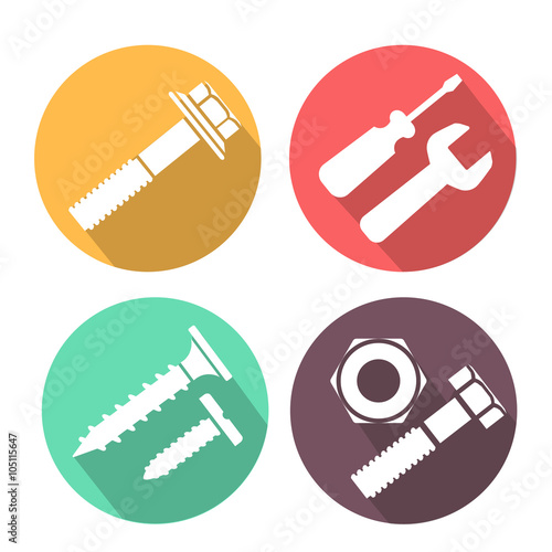 Bolt and nut flat icon, vector illustration