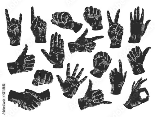 hands icons set. vector illustration photo