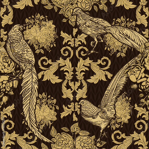 Vintage, antique style background, fashion seamless pattern