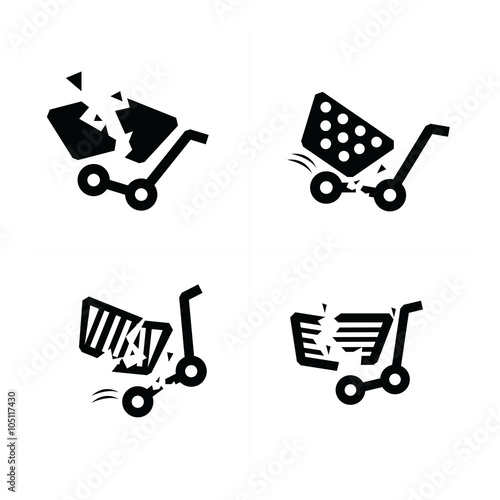 break Shopping cart icons. Vector