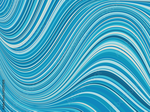 Blue striped waves background. Abstract background. Vector template