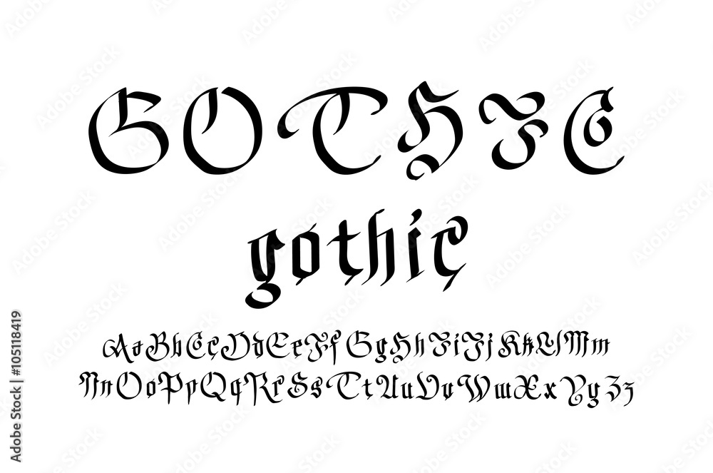 Modern Gothic Style Font. Gothic letters vector Modern Gothic Style Font. Gothic letters vector