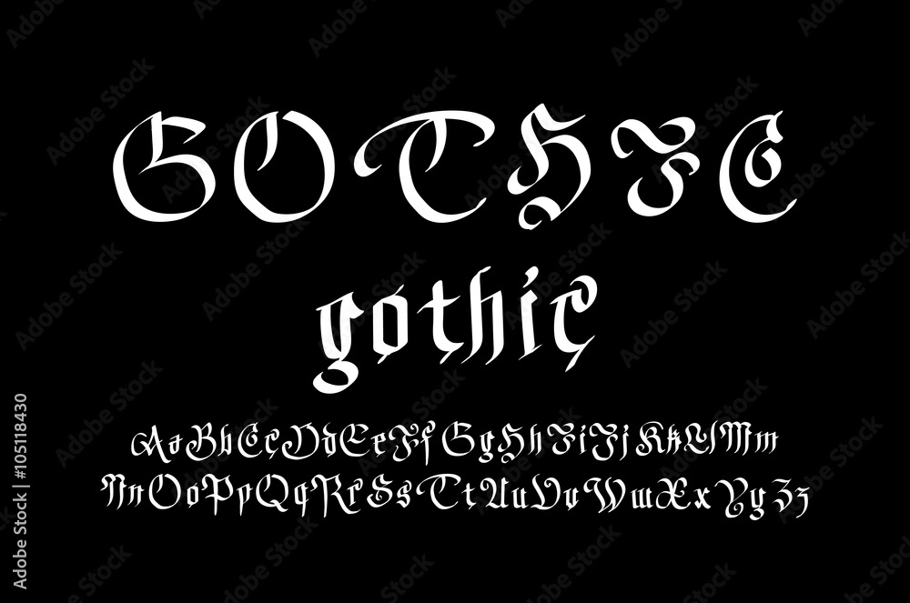 Modern Gothic Style Font. Gothic letters vector Modern Gothic Style Font. Gothic letters vector