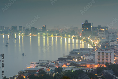 Cityscape of Pattaya at twilight