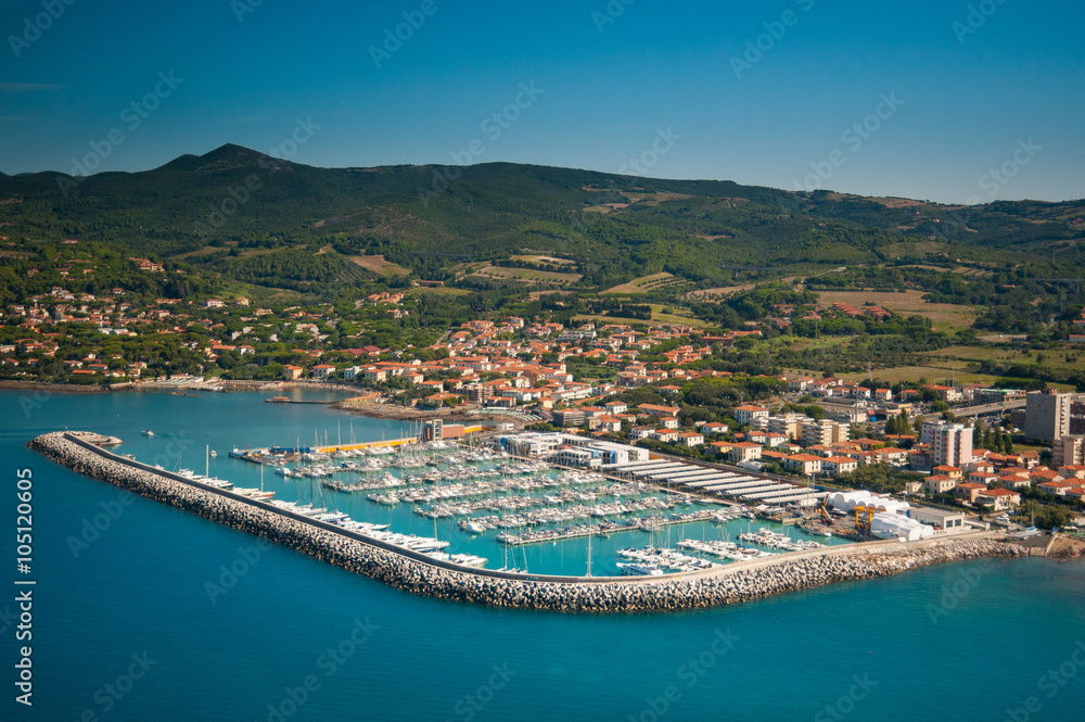 Aerial view of Etruscan Coast, Italy, Tuscany, Rosignano Solvay