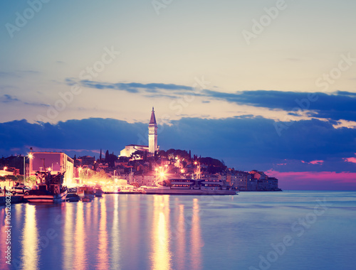 Evening View of Medieval Town Rovinj in Croatia