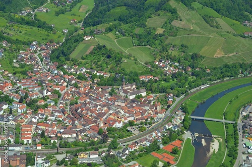 aerial view of the historic town of Gengenbach in the Kinzigtal  Ortenau Baden of Germany